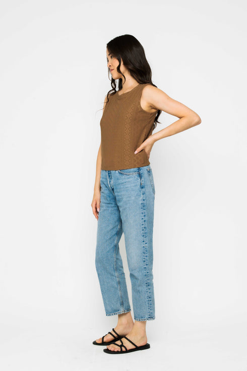 Ginny-Eyelet Gathered Tank